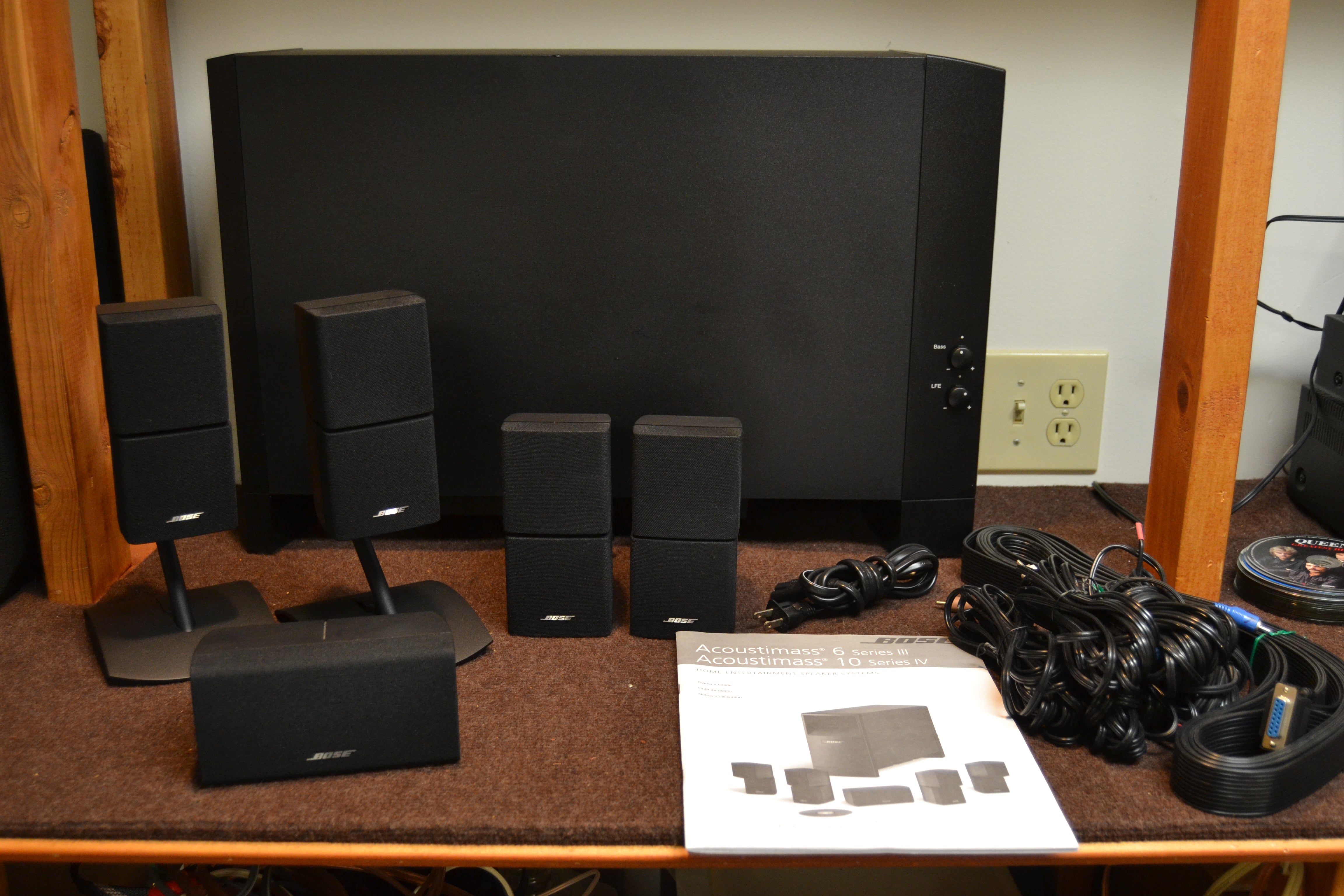 Bose Acoustimass 10 Series IV Speaker System * Shelf Mounts * Wall Mounts * All Cables * Manual