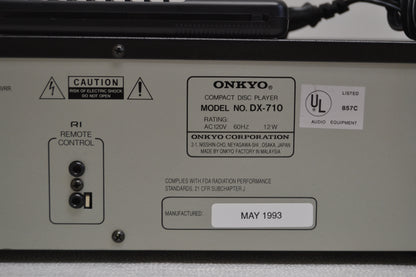Onkyo DX-710 Single Cd Player * Remote * Fully Serviced