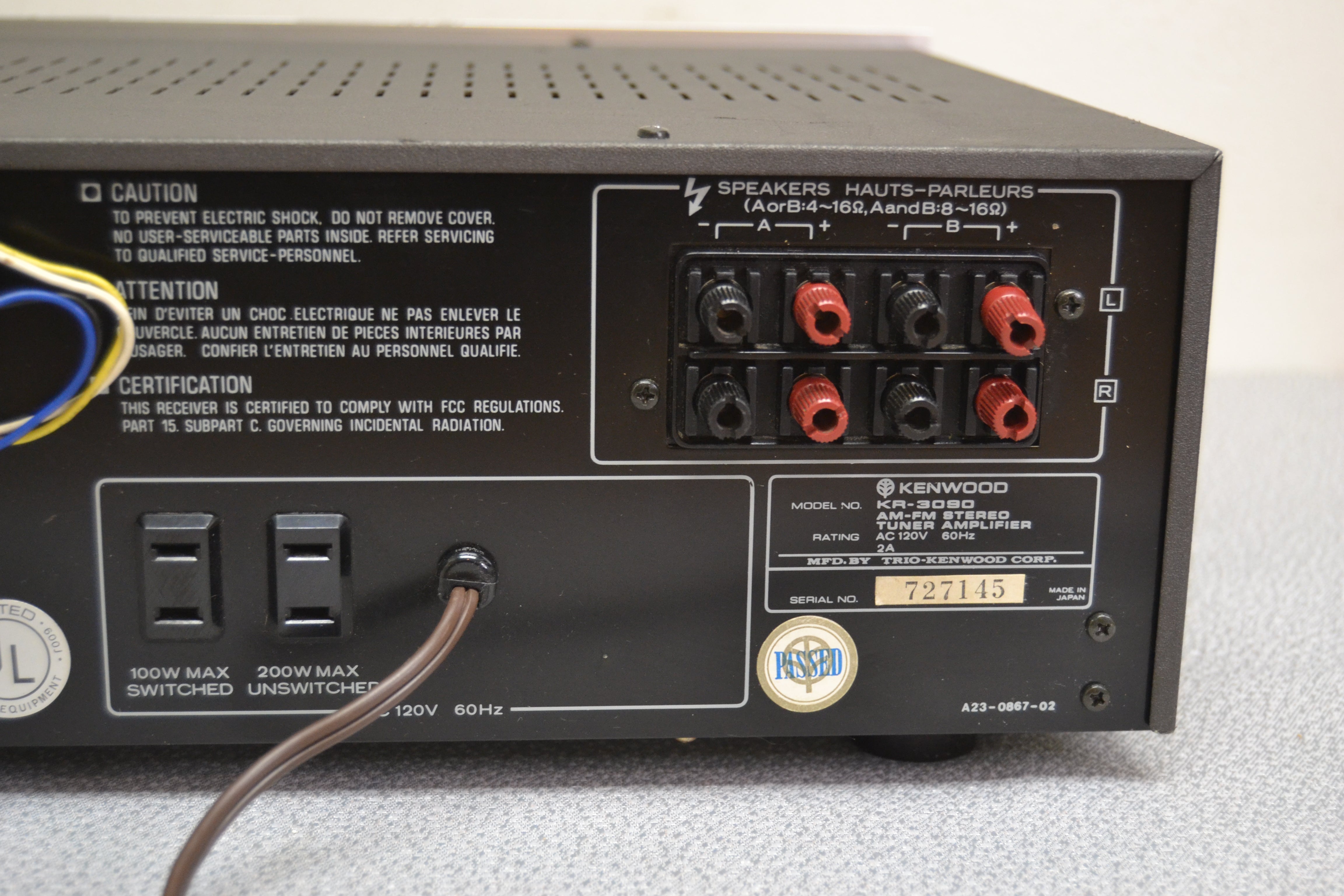 Kenwood KR-3090 AM/FM Stereo Receiver (1978-80) * 26W RMS – The