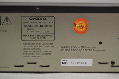 Onkyo TA-2026 Single Cassette Deck * Fully Serviced * New Belts