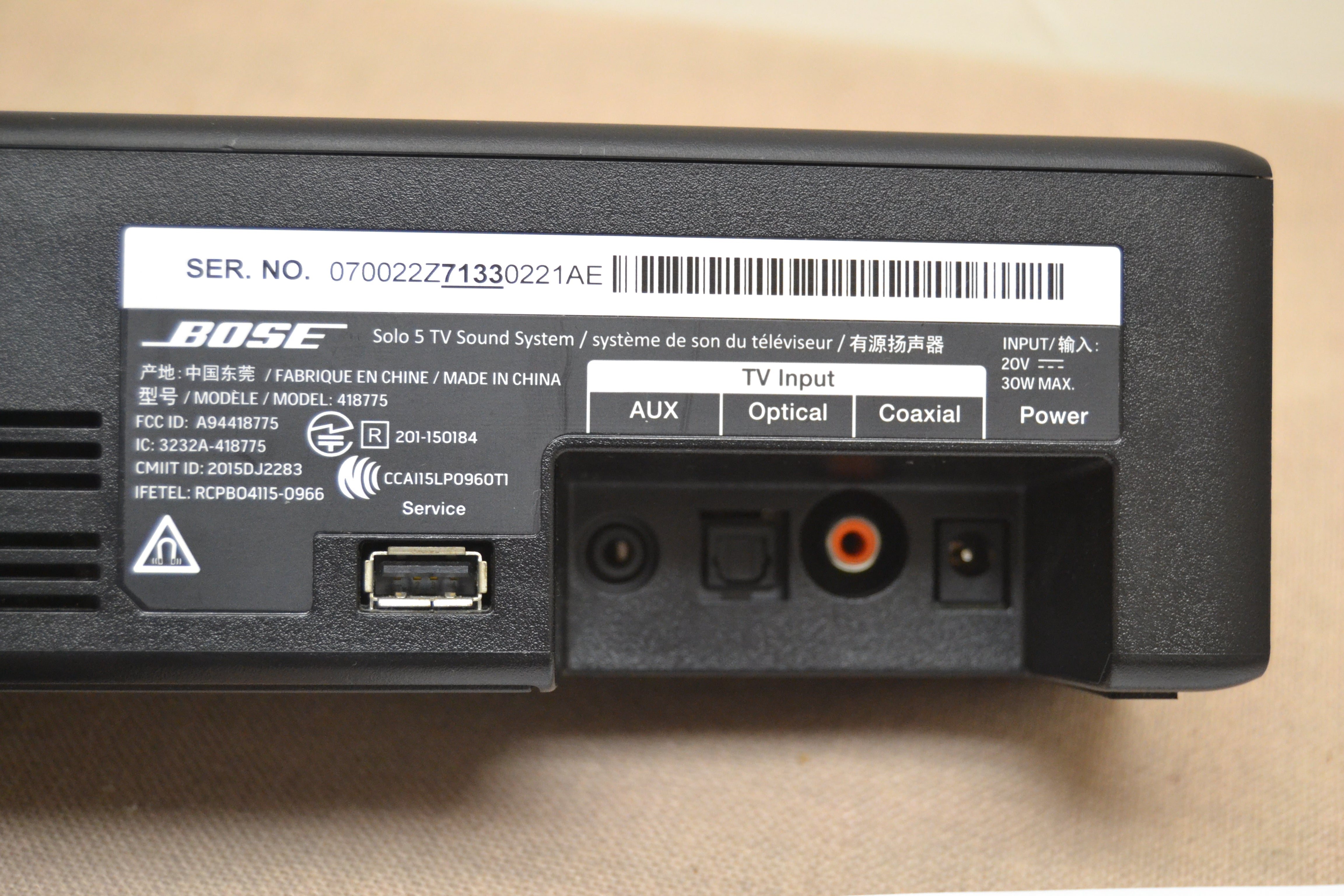 Bose Solo 5 Soundbar * Manual * Remote