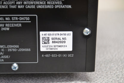 Sony STR-DH750 Stereo Receiver * 90W RMS * 4K * Bluetooth * Remote