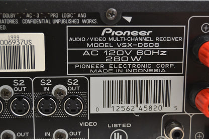 Pioneer VSX-D608 Stereo Receiver * Remote * Fully Serviced * 100W RMS