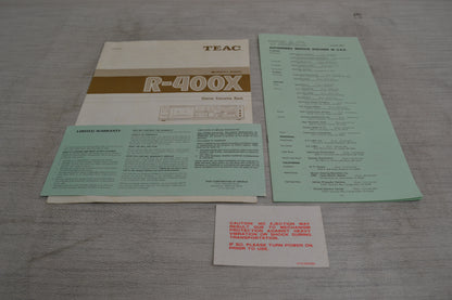 Teac R-400X Single Cassette Deck * Fully Service with New Belts * Box * Manual