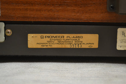 Pioneer PL-A45D Turntable * Belt Drive * Fully Serviced