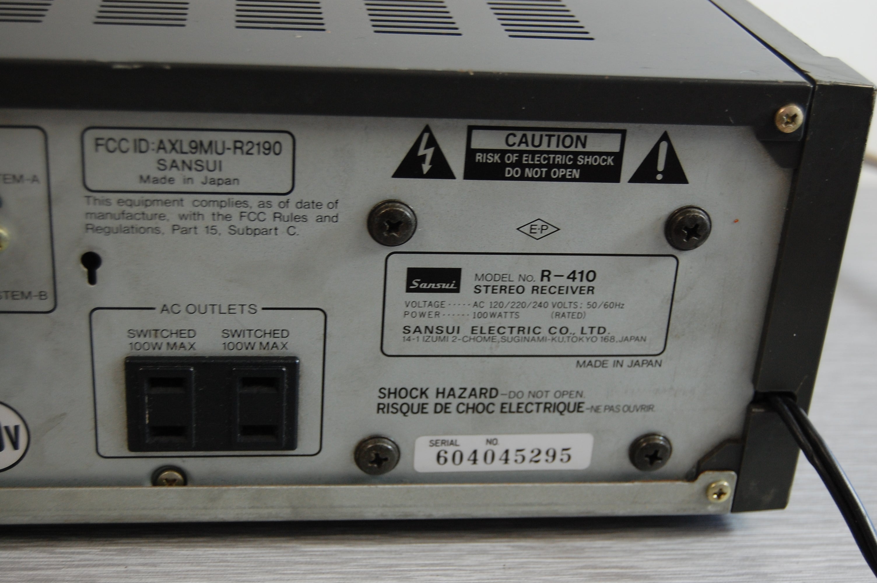 ＳＡＮＳＵＩ　RⅡ　ステレオレシーバー Sansui R-410 Stereo Receiver * 20W RMS * – The Turntable Store