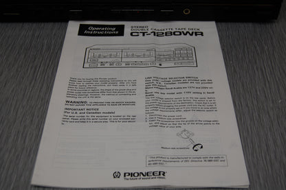 Pioneer CT-1280WR Double Cassette Deck * Manual