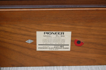 Pioneer PL-50 Belt Drive Turntable - NEW Audio Technica AT3600 Cartridge