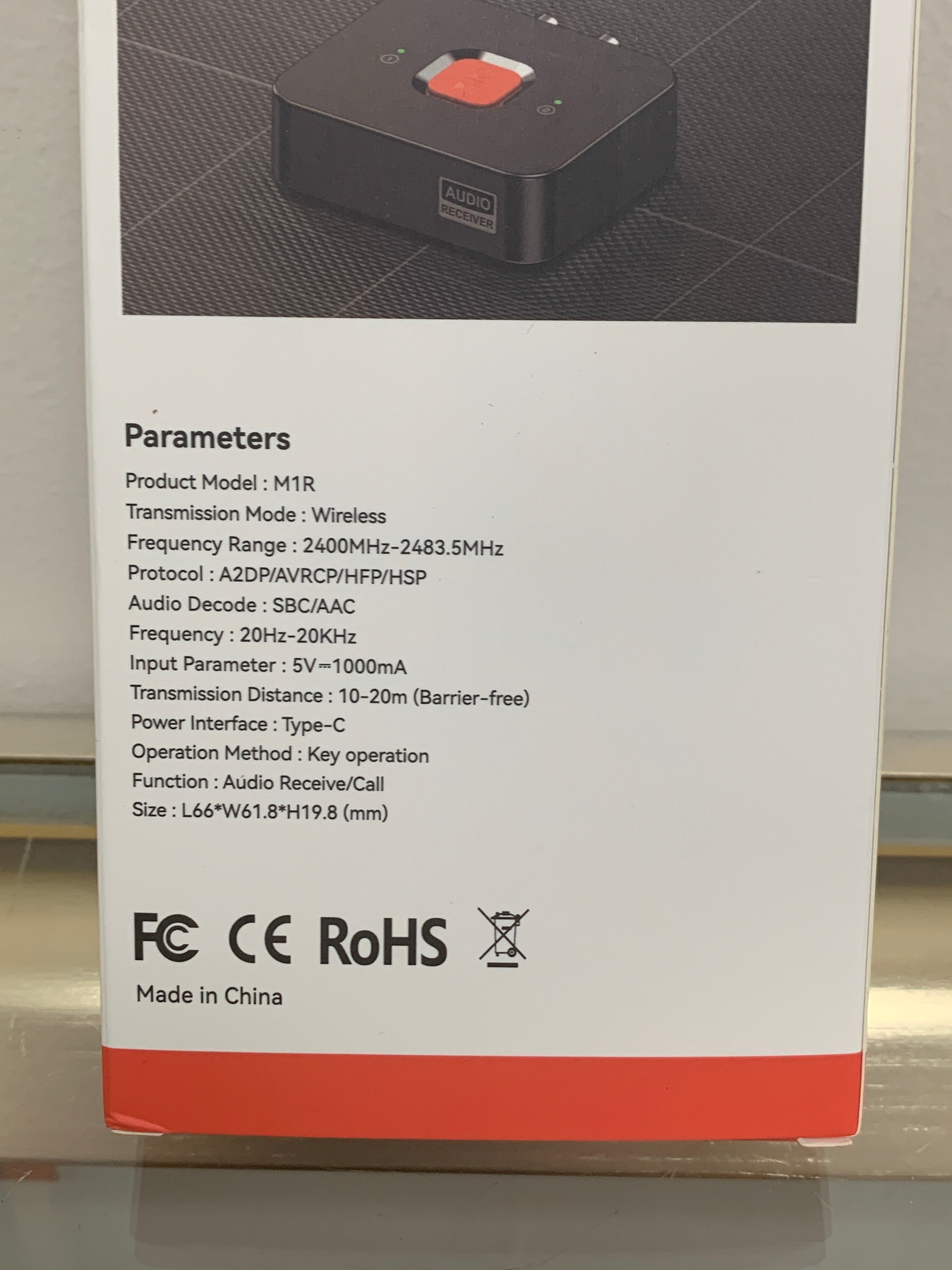 M1R Wireless Bluetooth 6.0 Receiver with RCA Audio Output