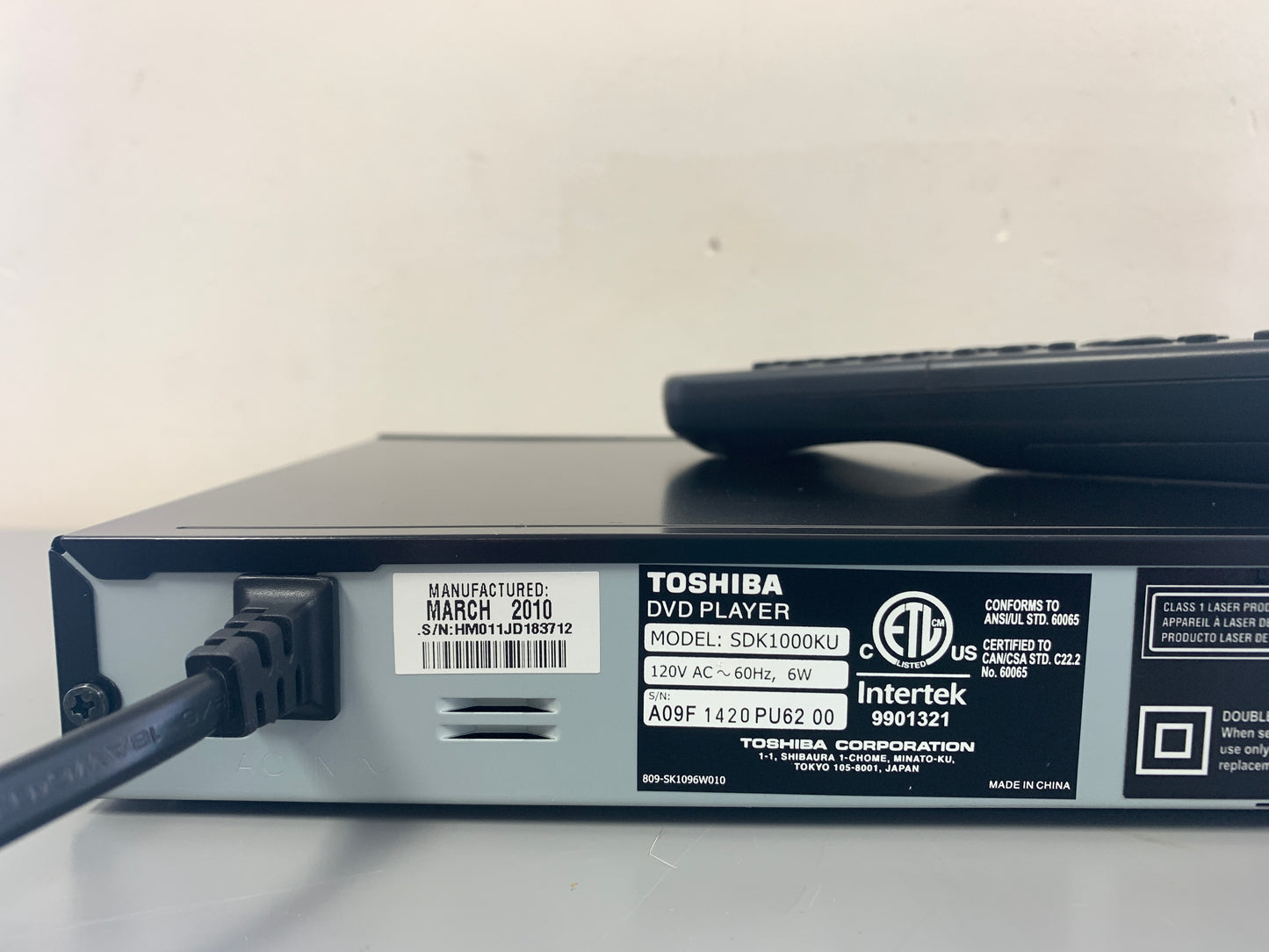 Toshiba SDK1000 DVD/CD Player * Remote