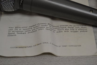 Realistic 33-984A Highball Dynamic Microphone * Box * Manual * Fully Serviced