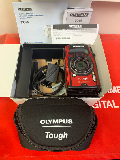 Olympus TG-5 Tough Camera * Red * w/ Box, Instructions & Carrying Case