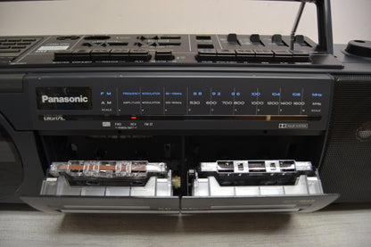 Panasonic RX-DT50, Vertical CD Player Stereo AM / FM Radio Dual Cassette 1980's 8 Fully Serviced * New Belts