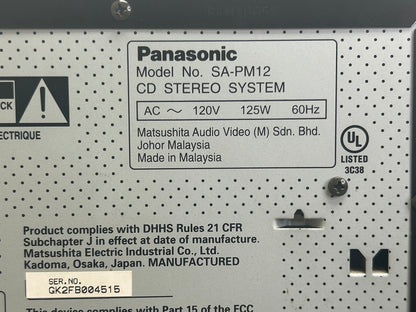 Panasonic SA-PM12 CD Stereo System * 5 Disc Changer * Radio * Cassette * Speakers