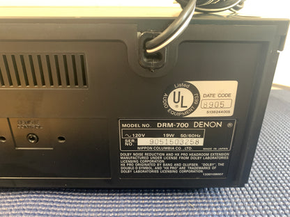 Denon DRM-700 Single Cassette Deck * 3 Heads * New Belts