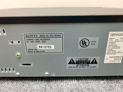 Sony RDC-W500C Cd Changer and CD Recorder - New Belts