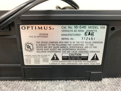 Optimus Model 109 VHS Video Cassette Recorder