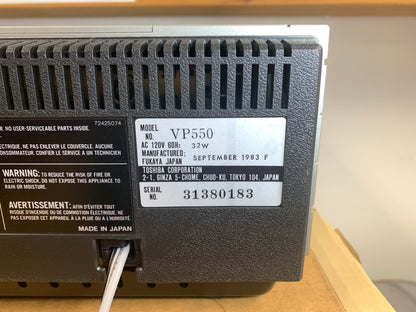 Toshiba VP-550 * CED RCA Video Disc Player * New Open Box * Serviced with New Belts * Box * Remote * Manual