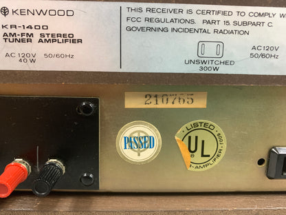 Kenwood KR-1400 Stereo Receiver * 10W RMS * 1974