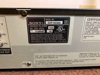 Sony DVP-NC600 CD/DVD Carousel * 5 Discs