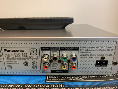 Panasonic DVD-S25 CD/DVD Single Player * Remote * Box