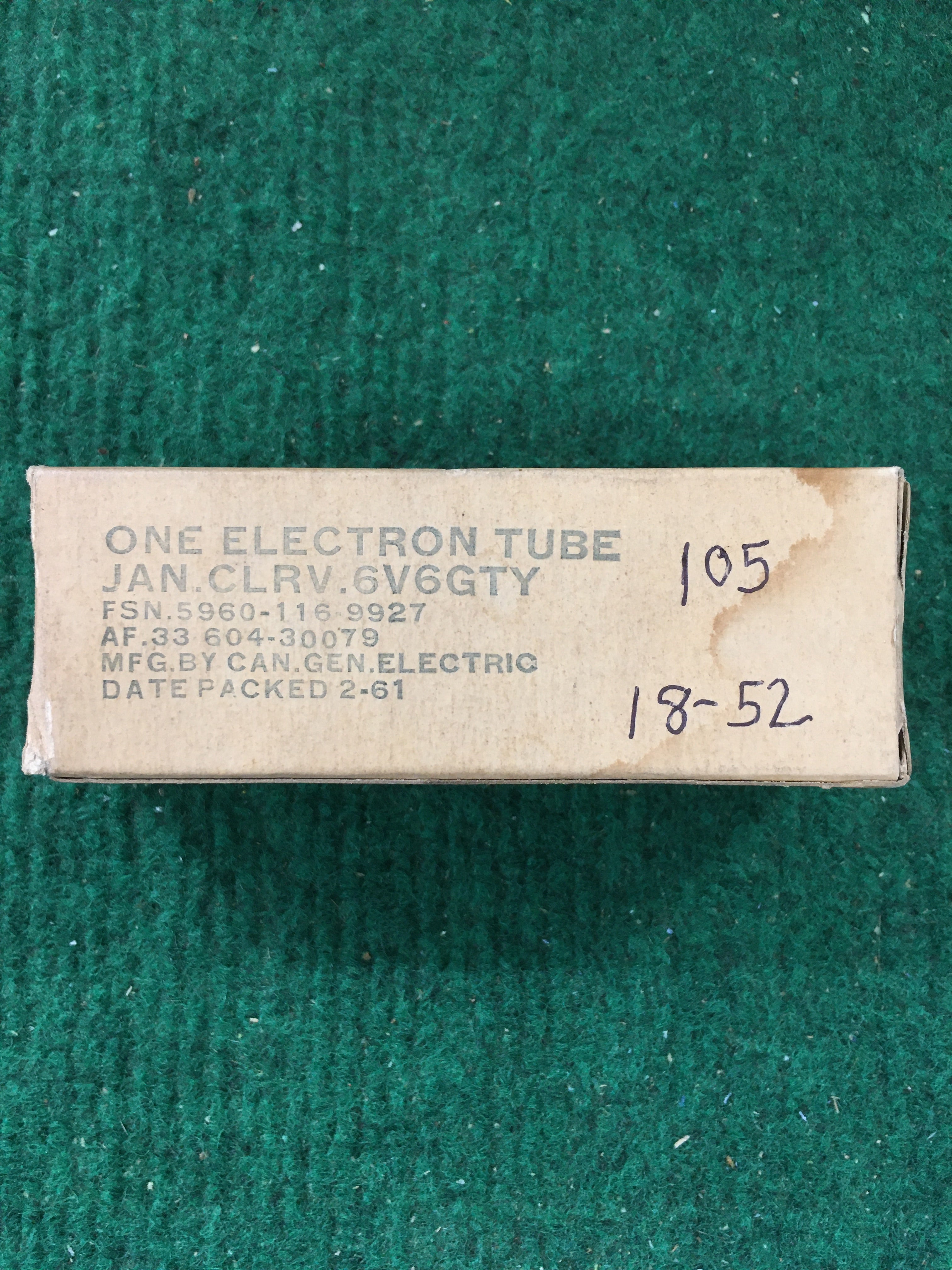 GE JAN CLRV-6V6GTY Vacuum Tube * Tested 105