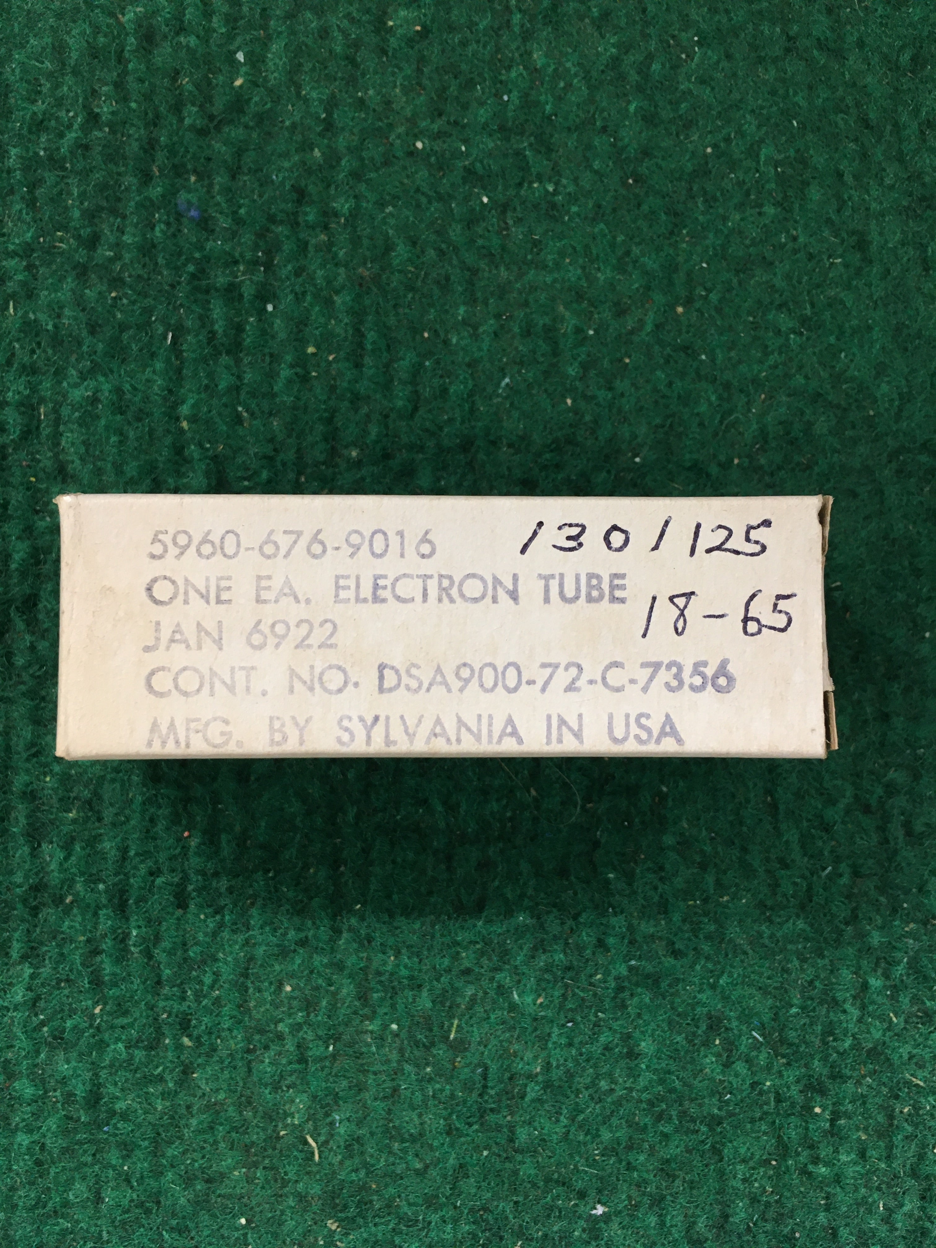 Sylvania JAN 6922 Vacuum Tube * Tested 130/125