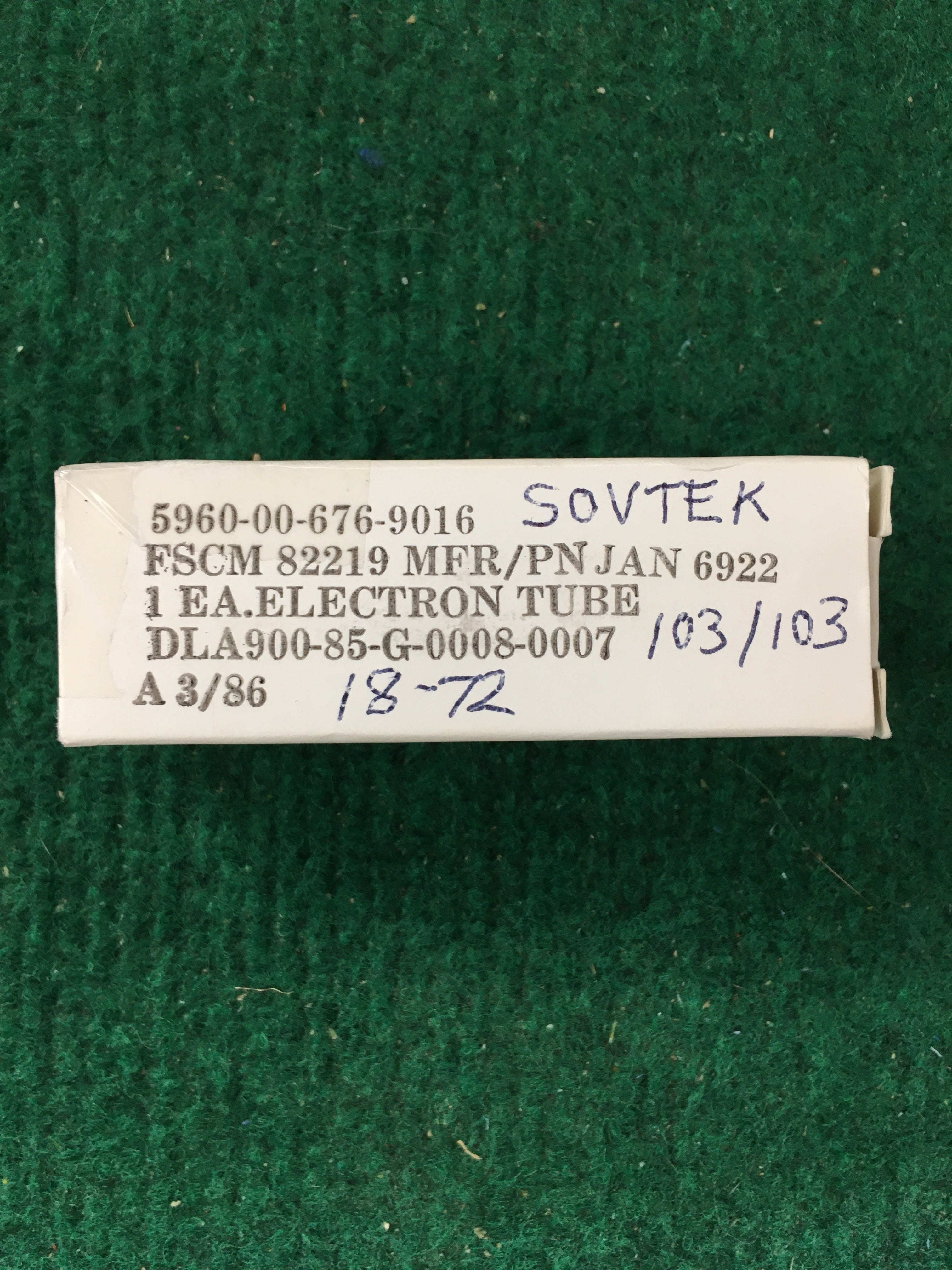 Sovtek 6922 Vacuum Tube * Tested 103/103