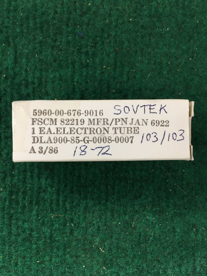Sovtek 6922 Vacuum Tube * Tested 103/103
