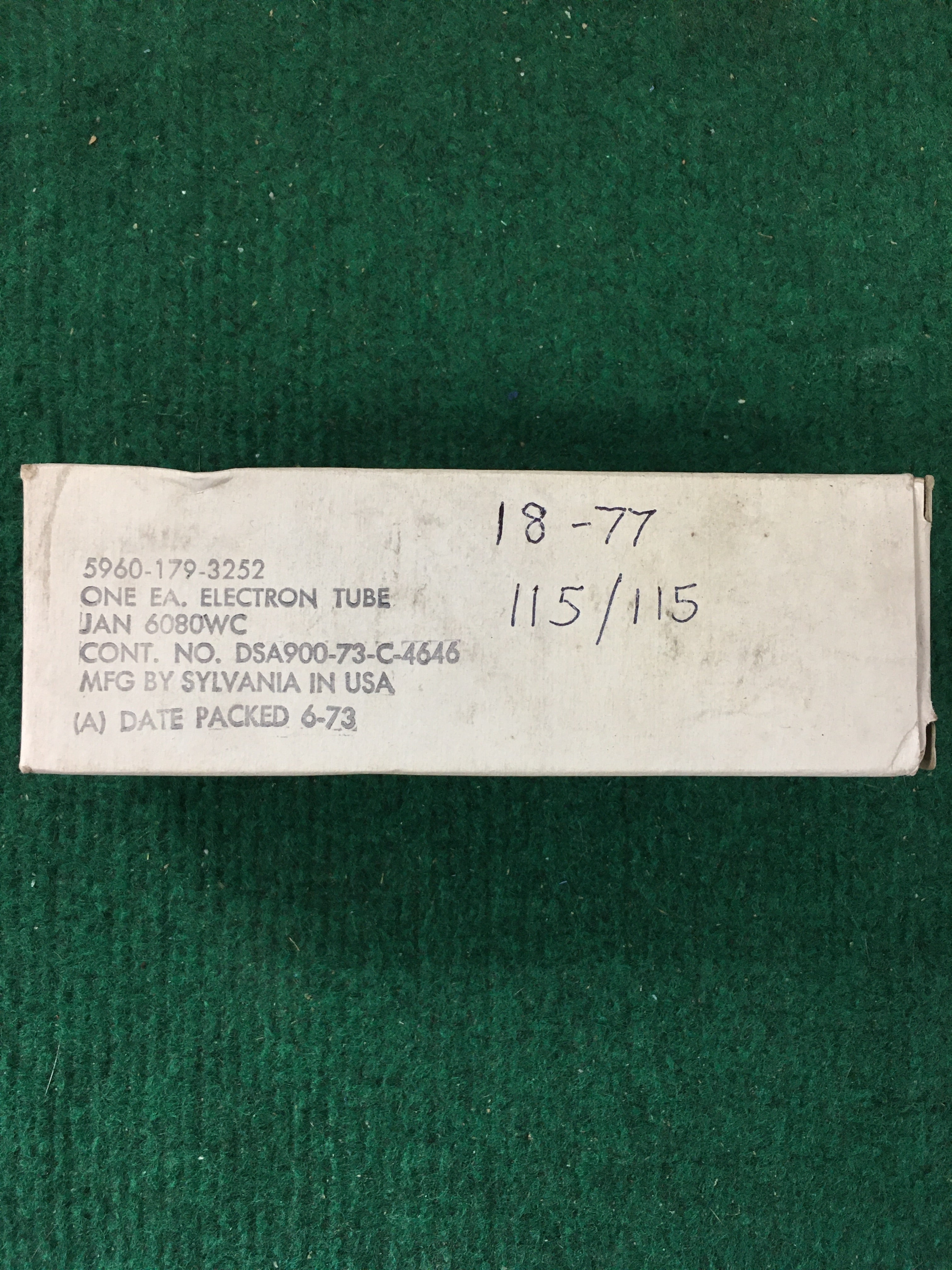 Sylvania JAN 6080WC Vacuum Tube * Tested 115/115