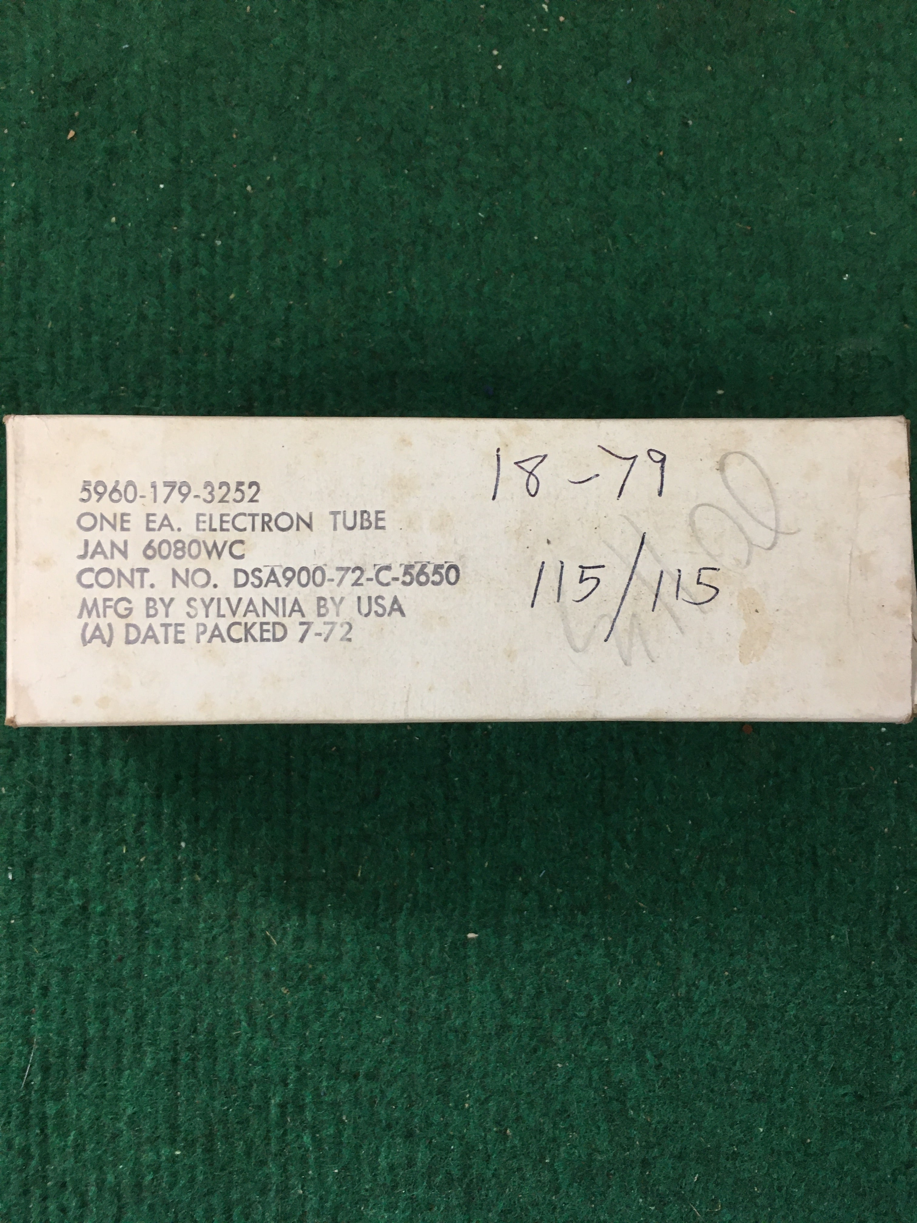 Sylvania JAN 6080WC Vacuum Tube * Tested 115/115