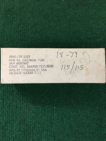 Sylvania JAN 6080WC Vacuum Tube * Tested 115/115