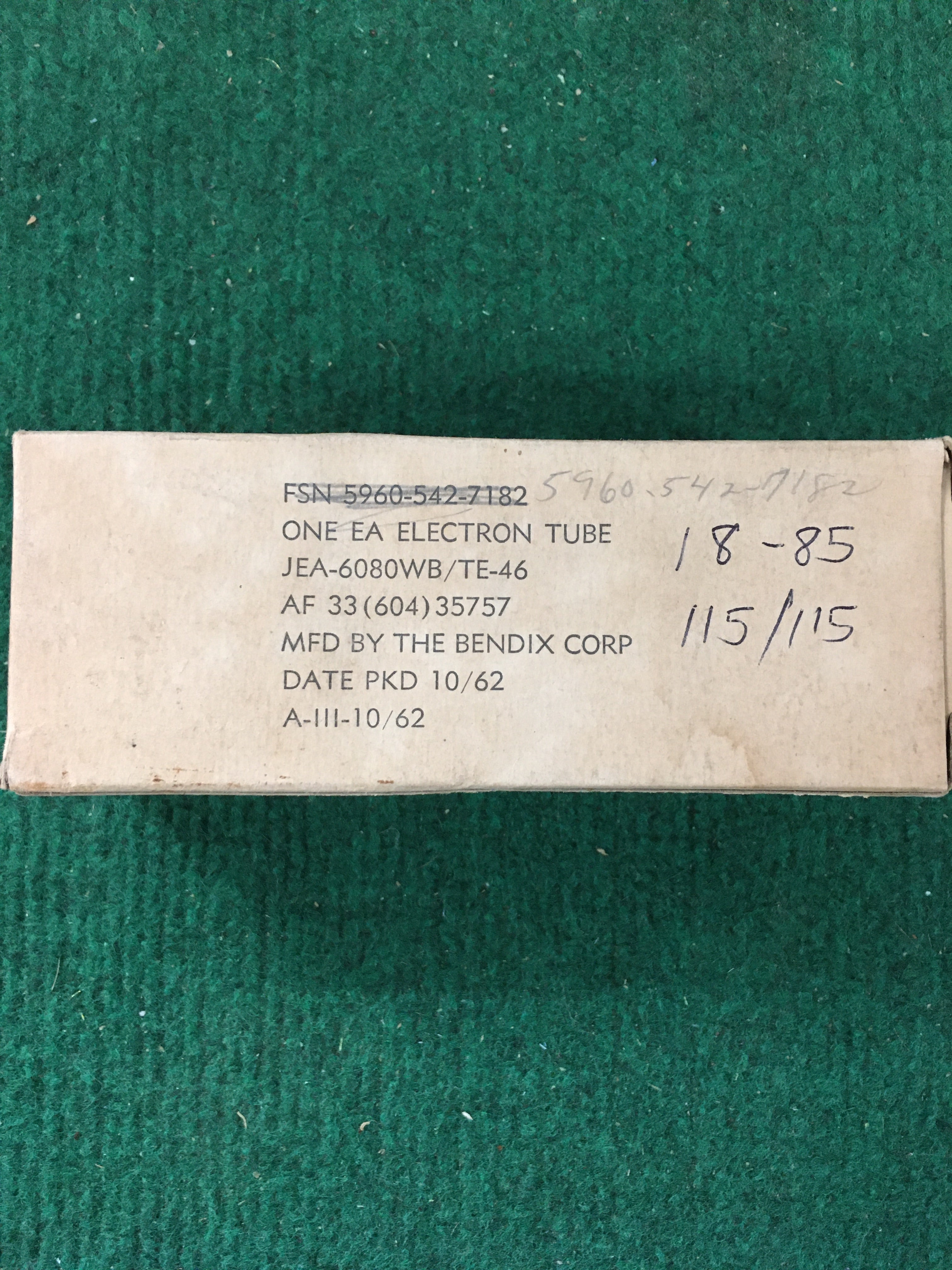 Bendix JAN 6080WB Vacuum Tube * Tested 115/115