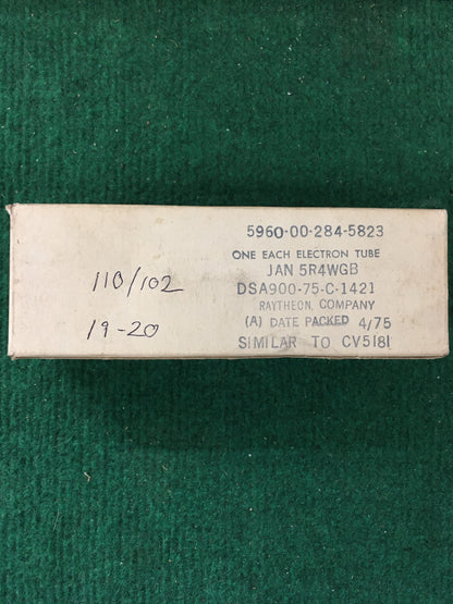 Raytheon JAN 5R4 WGB Vacuum Tube * Tested 110/102