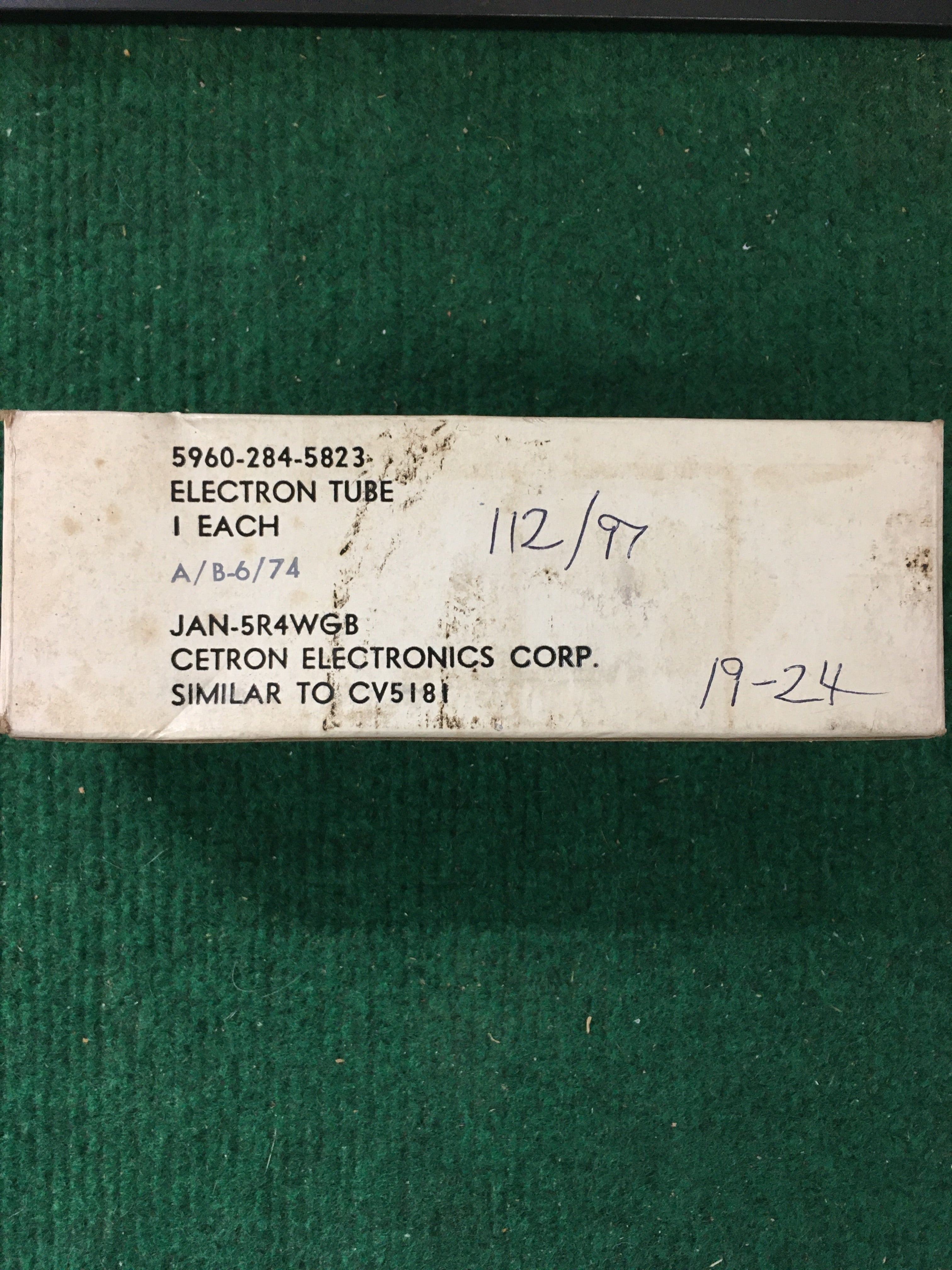 Cetron JAN 5R4 WGB Vacuum Tube * Tested 112/97