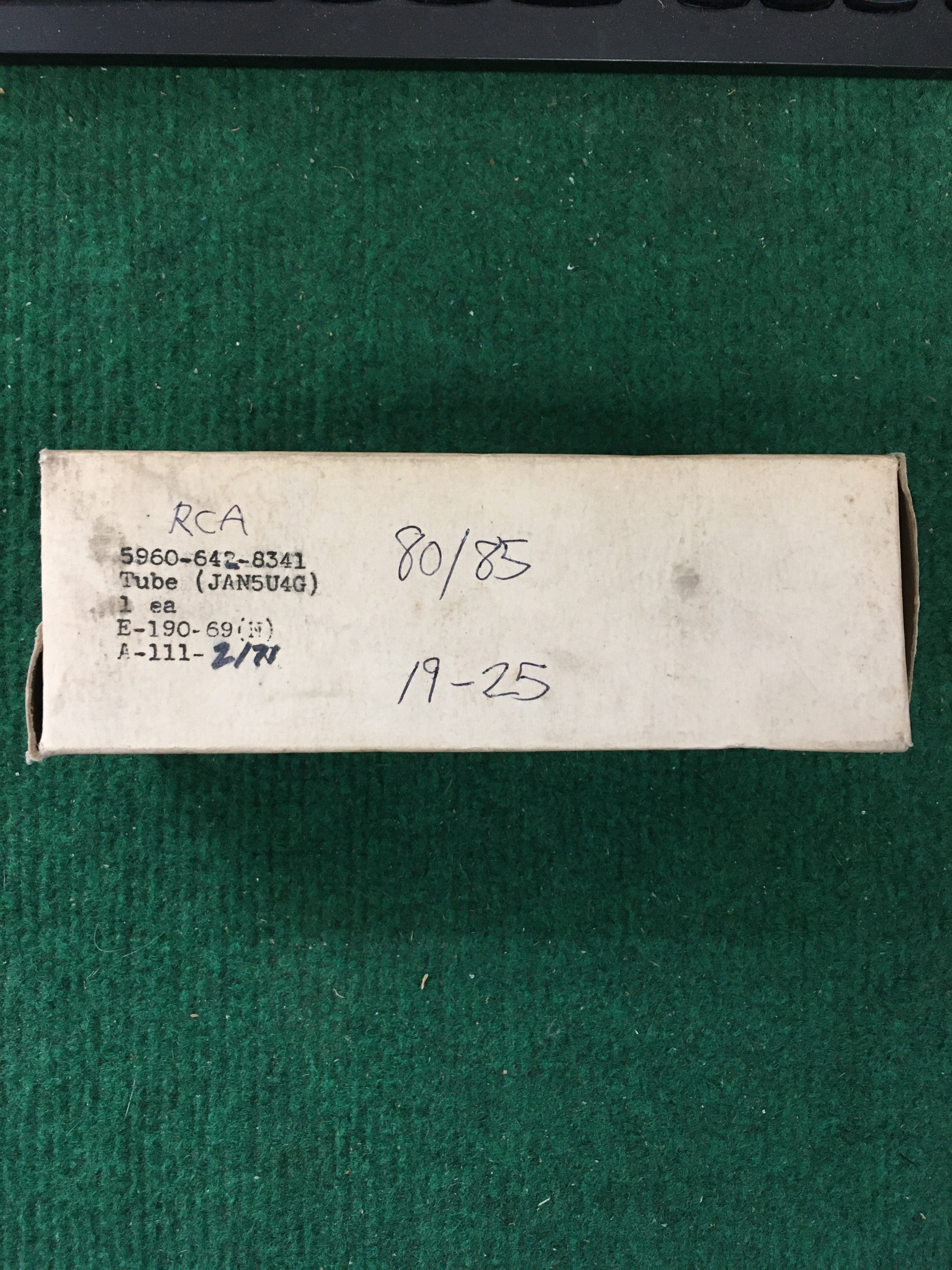 RCA JAN 5U4 G Vacuum Tube * Tested 80/85