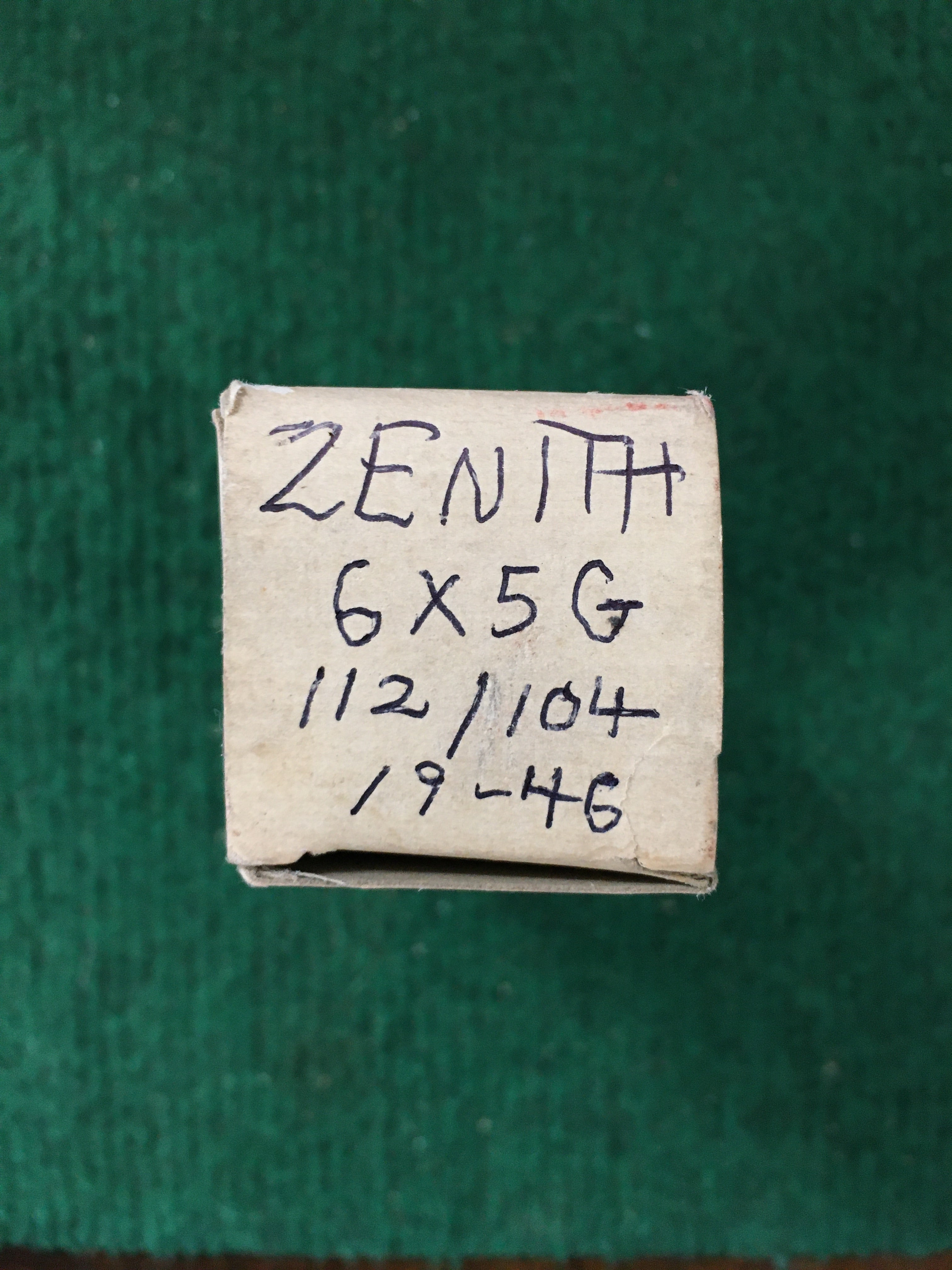 Zenith 6X5G Vacuum Tube * Tested 112/104