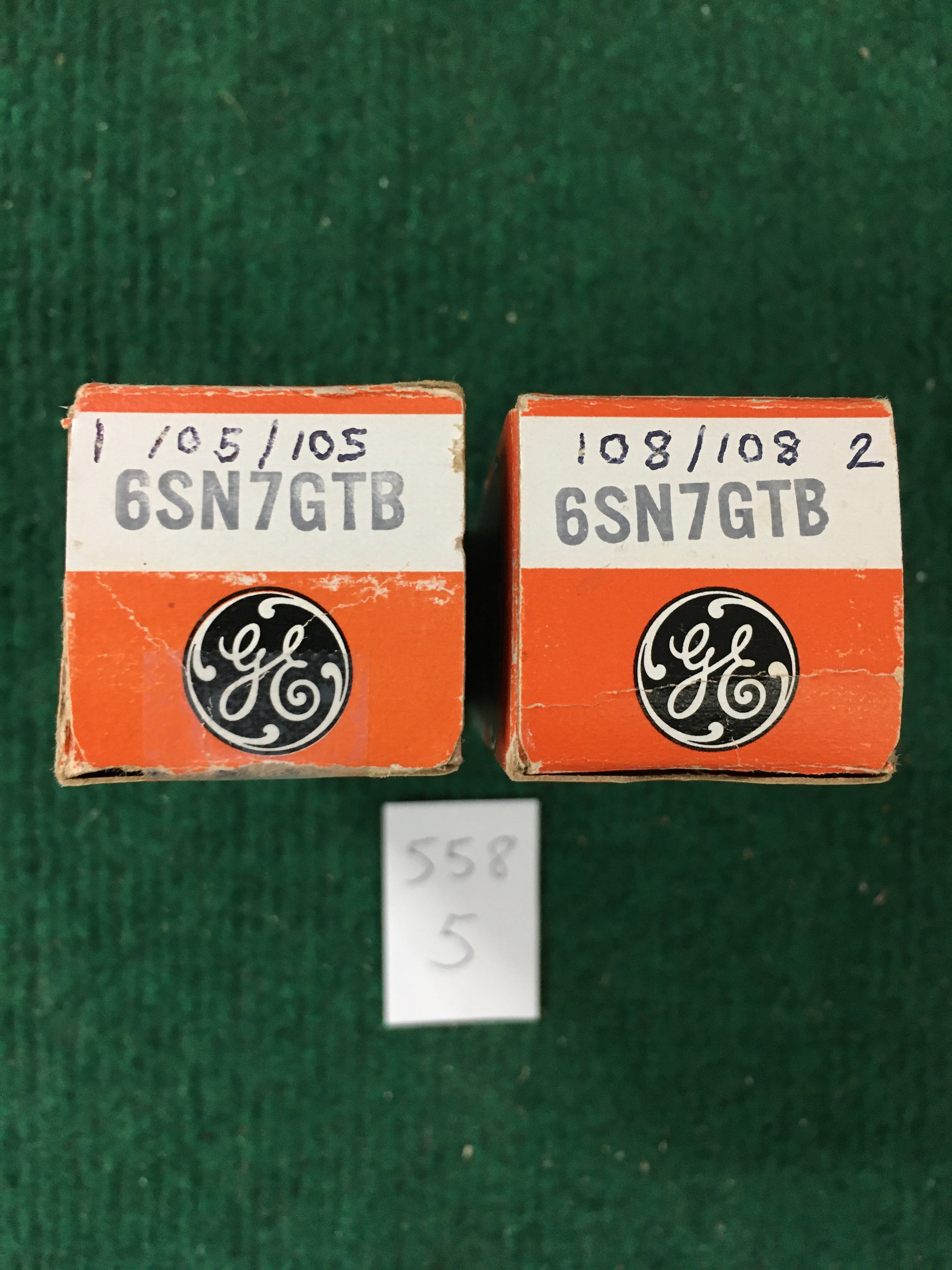 GE 6SN7GTB Vacuum Tubes * Matched Pair * NOS