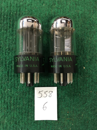 Sylvania 6SN7GTA Vacuum Tubes * Matched Pair * NOS (1953)