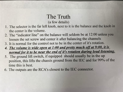 THE TRUTH Stereo Preamplifier