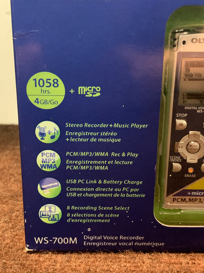 Olympus WS-700M MP3 Player Voice Recorder Micro SD Slot *NOS