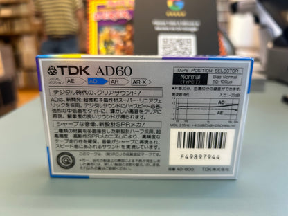 1987 TDK AD60 Sealed Cassette Tape * Japan