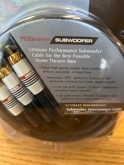 Monster msb1000sw Subwoofer Cable * 18 ft * NEW in Box !!! *