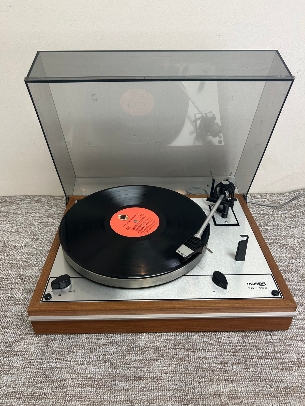 Thorens TD-165 Belt Drive Turntable * Ortofon Cartridge * New Belt * Fully Serviced * Metal Hinge Protectors * Manual