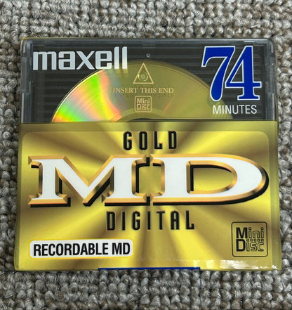 Maxell Gold MD Digital 74 Minutes * SEALED * New Old Stock * Recordable Minidisc