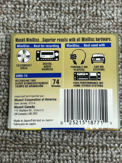 Maxell Gold MD Digital 74 Minutes * SEALED * New Old Stock * Recordable Minidisc