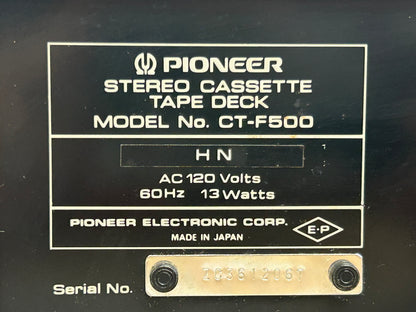 Pioneer CT-F500 Single Cassette Deck * Wood Case * Fully Serviced * New Belts