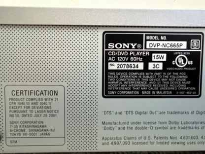 Sony DVP-NC665P CD/DVD Carousel * 5 Discs * Fully Serviced * New Belts