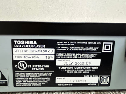 Toshiba SD-2800KU CD/DVD Player * Fully Serviced * Remote