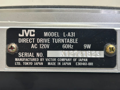 JVC L-A31 Auto Return Direct Drive Turntable * Fully Serviced * Good Audio Technica Cartridge